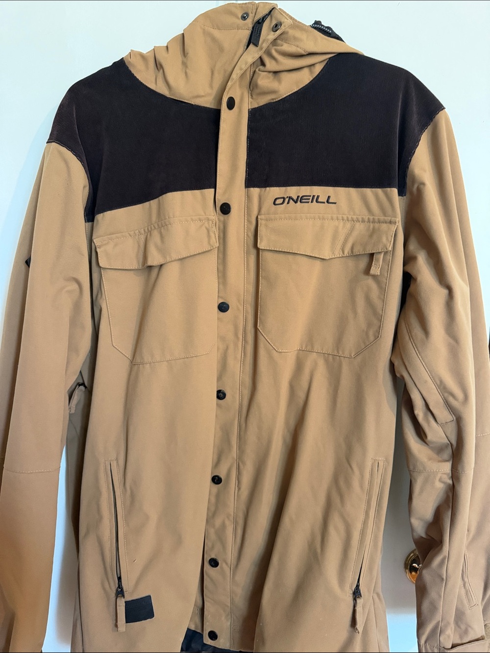 O'Neill Men's Tan Jacket with Dark Brown Yoke